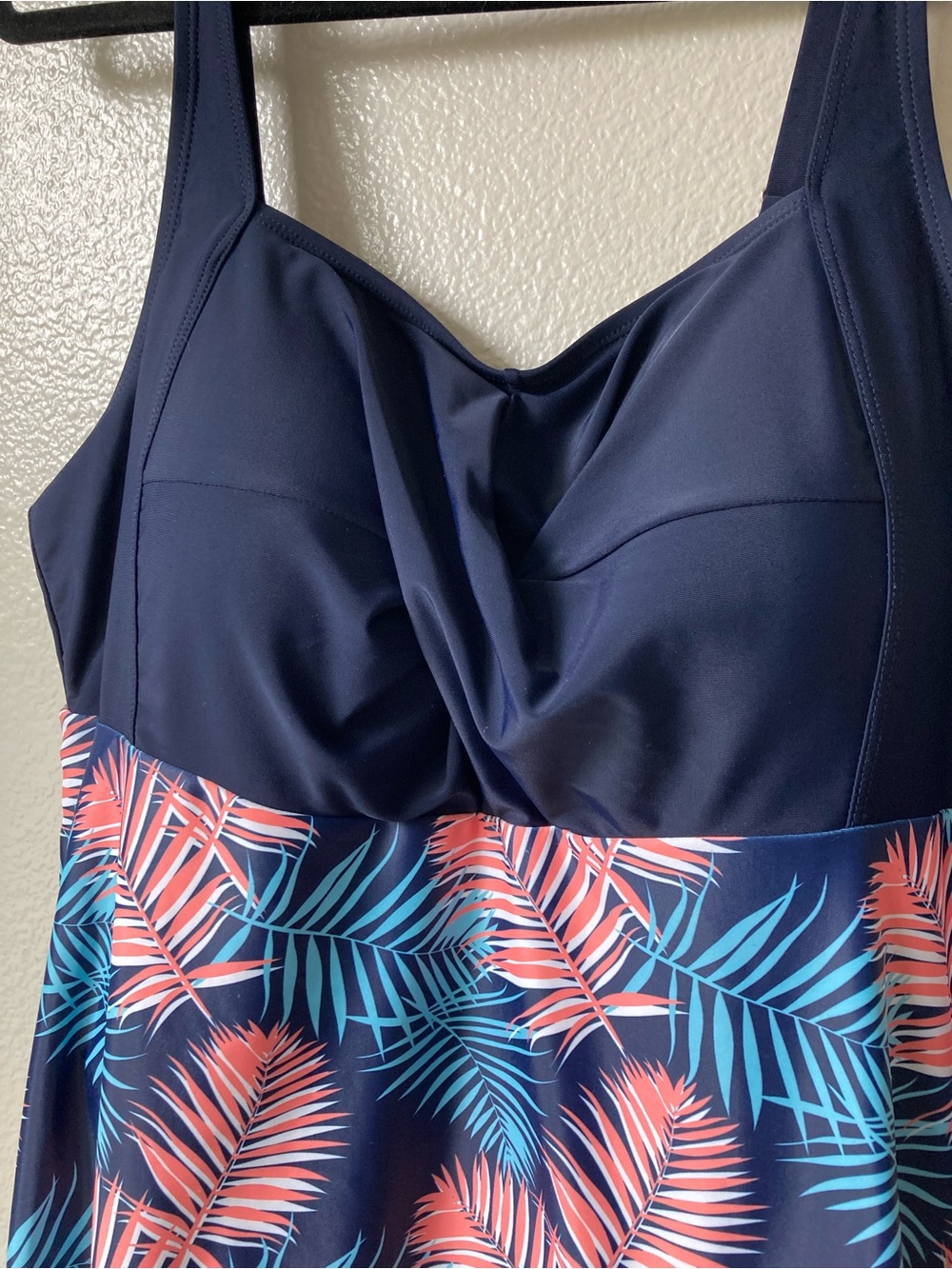 PERONA Swimdress One Piece Swimsuit Retro Leaf Print Skirted Pinup sz 20W - Picture 8 of 11